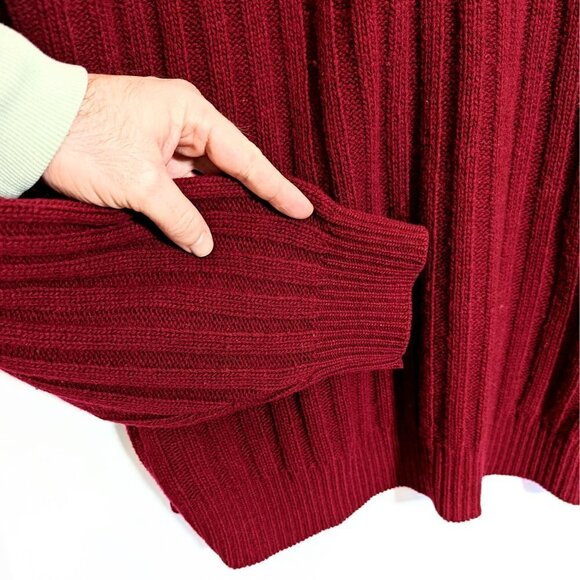 Men's XL Brooks Brothers 100% Lambswool V-Neck Ribbed Knit Sweater Crimson Red - Picture 4 of 6
